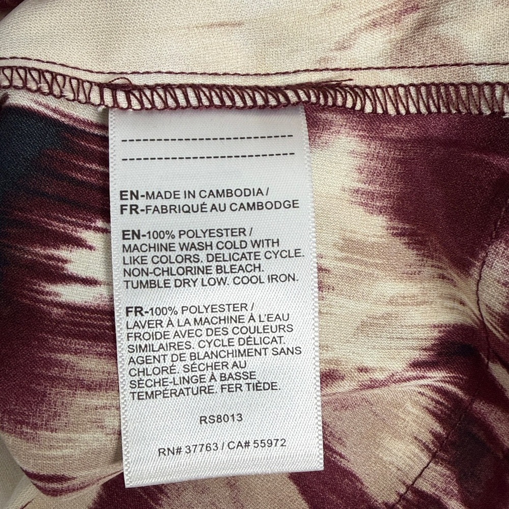 Rafaella Burgundy and Cream Patterned Long sleeve Blouse - Picture 8 of 11